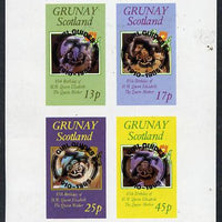 Grunay 1985 Life & Times of HM Queen Mother imperf set of 4 with Girl Guide 75th Anniversary opt in black unmounted mint