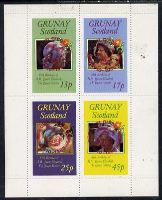 Grunay 1985 Life & Times of HM Queen Mother perf set of 4 with Girl Guide 75th Anniversary opt in red unmounted mint