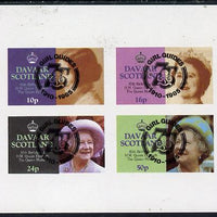 Davaar Island 1985 Life & Times of HM Queen Mother imperf set of 4 with Girl Guide 75th Anniversary opt in black unmounted mint