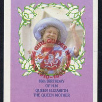 Calve Island 1985 Life & Times of HM Queen Mother imperf deluxe sheet (£2 value) with Girl Guide 75th Anniversary opt in red unmounted mint