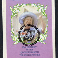 Calve Island 1985 Life & Times of HM Queen Mother imperf deluxe sheet (£2 value) with Girl Guide 75th Anniversary opt in black unmounted mint