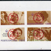 Eritrea 1985 Life & Times of HM Queen Mother imperf set of 4 with Girl Guide 75th Anniversary opt in red unmounted mint