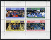 Oman 1986 Queen's 60th Birthday perf set of 4 with AMERIPEX opt in blue (1R value shows Cub-Scouts in crowd) unmounted mint