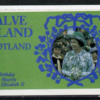 Calve Island 1986 Queen's 60th Birthday imperf deluxe sheet (£2 value with Cub-Scouts in crowd) unmounted mint