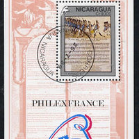 Nicaragua 1989 'Philexfrance 89' Stamp Exhibition (French Revolution & Music score) m/sheet cto used, SG MS 3053