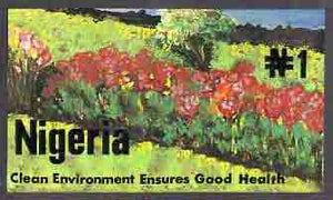 Nigeria 1993 World Environment Day - original hand-painted artwork for N1 value showing Garden by unknown artist, on board 9"x5", endorsed B3