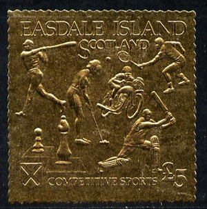 Easdale 1991 Competitive Sport #2 £5 embossed in gold foil (without border showing Golf, Cricket, Tennis, Motor-Cycling, Baseball & Chess) unmounted mint