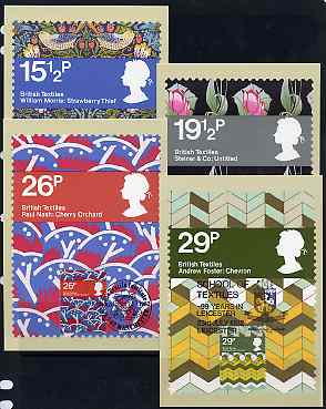 Great Britain 1982 British Textiles set of 4 PHQ cards with appropriate stamps each very fine used with first day cancels