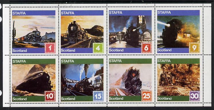 Staffa 1978 Paintings of Steam Locos perf,set of 8 values (1p to 30p) unmounted mint