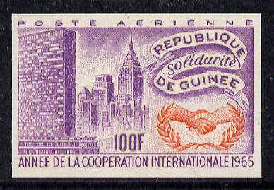 Guinea - Conakry 1965 International Co-operation Year 100f imperf proof in orange & violet on gummed paper, as SG 504