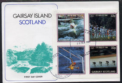 Gairsay 1984 Los Angeles Olympic Games imperf,block of 4 (Canoeing, Archery, Water Polo & Cycling) on cover with first day cancel