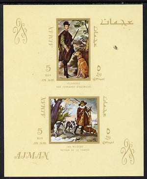 Ajman 1968 Paintings with Dogs imperf m/sheet unmounted mint (Mi BL 38)