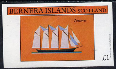 Bernera 1982 Ships #1 (Schooner) imperf souvenir sheet (£1 value) unmounted mint