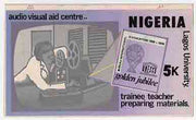 Nigeria 1979 Int Bureau of Education - original hand-painted artwork for 5k value (Audio Visual Aid) by Francis Isibor on card 10" x 5.5" endorsed A3