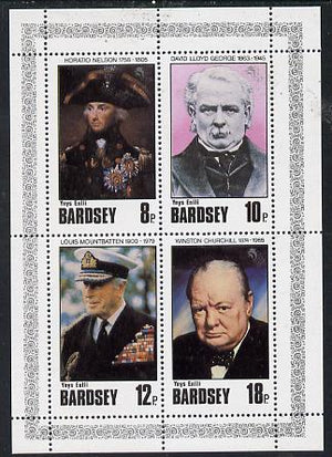 Bardsey (British Local) 1980 Famous People (Churchill, Nelson, Lloyd George & Mountbatten) set of 4 unmounted mint