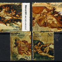 India 1975 500th Birth Anniversary of Michelangelo set of 4 commercially used, SG 769-72