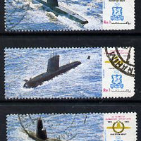 Pakistan 1989 Pakistan Navy Submarine Operations set of 3 commercially used, SG 763-65