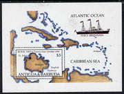 Antigua 1985 Royal Visit m/sheet showing Map & HMY Britannia unmounted mint, SG MS 968