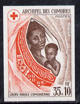 Comoro Islands 1974 Red Cross Fund 35f + 10f imperf from limited printing, unmounted mint as SG 156*