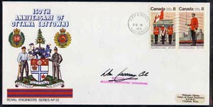 Canada 1976 150th Anniversary of Ottawa illustrated commem cover with,Royal Military College se-tenant pair with special CFPO cancel signed by Director General Military Engineering Operations