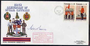 Canada 1976 150th Anniversary of Ottawa illustrated commem cover with,Royal Military College se-tenant pair with special CFPO cancel signed by Brig H Browne OBE, Chief Engineer UK Land Forces