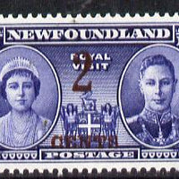 Newfoundland 1939 KG6 Royal Visit 2c on 5c unmounted mint, SG 273