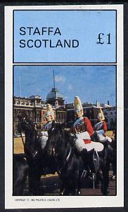 Staffa 1982 Horseguards imperf souvenir sheet (£1 value) unmounted mint