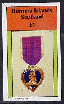 Bernera 1982 Purple Heart Medal imperf souvenir sheet (£1 value) unmounted mint