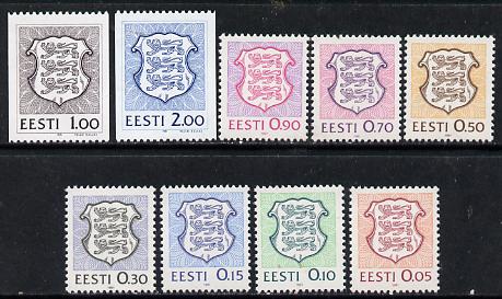 Estonia 1991 Arms def set of 9 values unmounted mint, SG 161-69