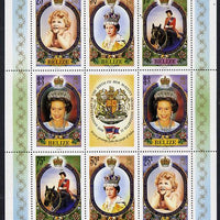 Belize 1986 60th Birthday of Queen Elizabeth II perf sheetlet containing 2 sets of 4 plus label unmounted mint SG 905-8