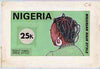 Nigeria 1987 Women's Hairstyles - original hand-painted artwork for 25k value (Right Hand Drive Hair style) by unknown artist on board 8.5" x 5" endorsed C4 (this design was withdrawn and replaced with Akoto Hair Style)