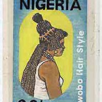 Nigeria 1987 Women's Hairstyles - original hand-painted artwork for 20k value (Nwobo Hair style) by Godrick N Osuji on card 5" x 8.5" endorsed B1