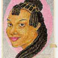 Nigeria 1987 Women's Hairstyles - original hand-painted artwork for 20k value (Nwobo Hair style) by Francis Nwaije Isibor on card 5" x 8.5" endorsed B3