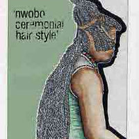 Nigeria 1987 Women's Hairstyles - original hand-painted artwork for 20k value (Nwobo Hair style) by Clement O Ogbebor on card 5" x 8.5" endorsed B6