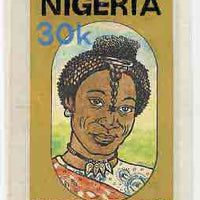 Nigeria 1987 Women's Hairstyles - original hand-painted artwork for 20k value (Beriberi Hair style) by Godrick N Osuji on card 5" x 8.5" endorsed D1