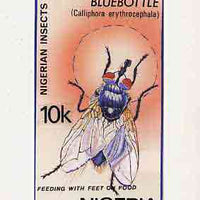 Nigeria 1986 Insects - original hand-painted artwork for 10k value (Bluebottle) by Mrs A O Adeyeye on card 5" x 8.5", no endorsements but signed on back