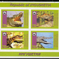 Ingushetia Republic 1996 WWF imperf sheetlet containing complete set of 4 Crocodiles unmounted mint