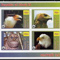 Marij El Republic 1996 WWF imperf sheetlet containing complete set of 4 Birds of Prey unmounted mint