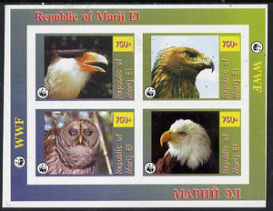 Marij El Republic 1996 WWF imperf sheetlet containing complete set of 4 Birds of Prey unmounted mint