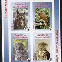 Sakha (Yakutia) Republic 1996 WWF imperf sheetlet containing complete set of 4 Birds of Prey unmounted mint