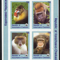 Karachaevo-Cherkesia Republic 1996 WWF imperf sheetlet containing complete set of 4 Monkeys unmounted mint