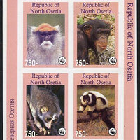 North Ossetia Republic 1996 WWF imperf sheetlet containing complete set of 4 Monkeys unmounted mint