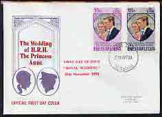 Bermuda 1973 Royal Wedding set of 2 on illustrated cover with first day cancel