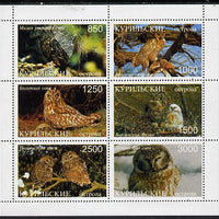 Kuril Islands 1997 Owls perf sheetlet containing complete set of 6 unmounted mint