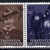 Liechtenstein 1957 50th Anniversary of Scout Movement se-tenant pair unmounted mint, SG 358a