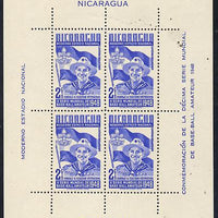 Nicaragua 1949 Scouts m/sheet (from Baseball set) comprising block of 4 of 2c blue unmounted mint