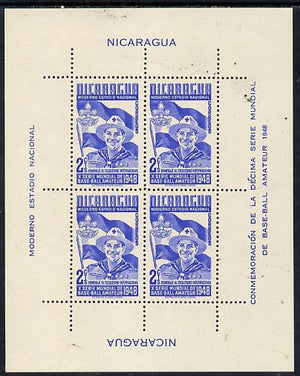 Nicaragua 1949 Scouts m/sheet (from Baseball set) comprising block of 4 of 2c blue unmounted mint