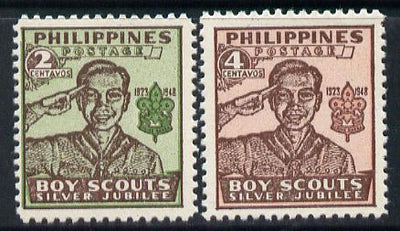 Philippines 1949 Scouts perf set of 2 unmounted mint SG 665-66*