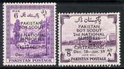 Pakistan 1958 Second Pakistan Scouts National Jamboree set of 2 unmounted mint, SG 101-02*