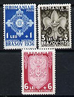 Rumania 1936 National Scout Jamboree set of 3 unmounted mint, SG 1337-39, Mi 516-18